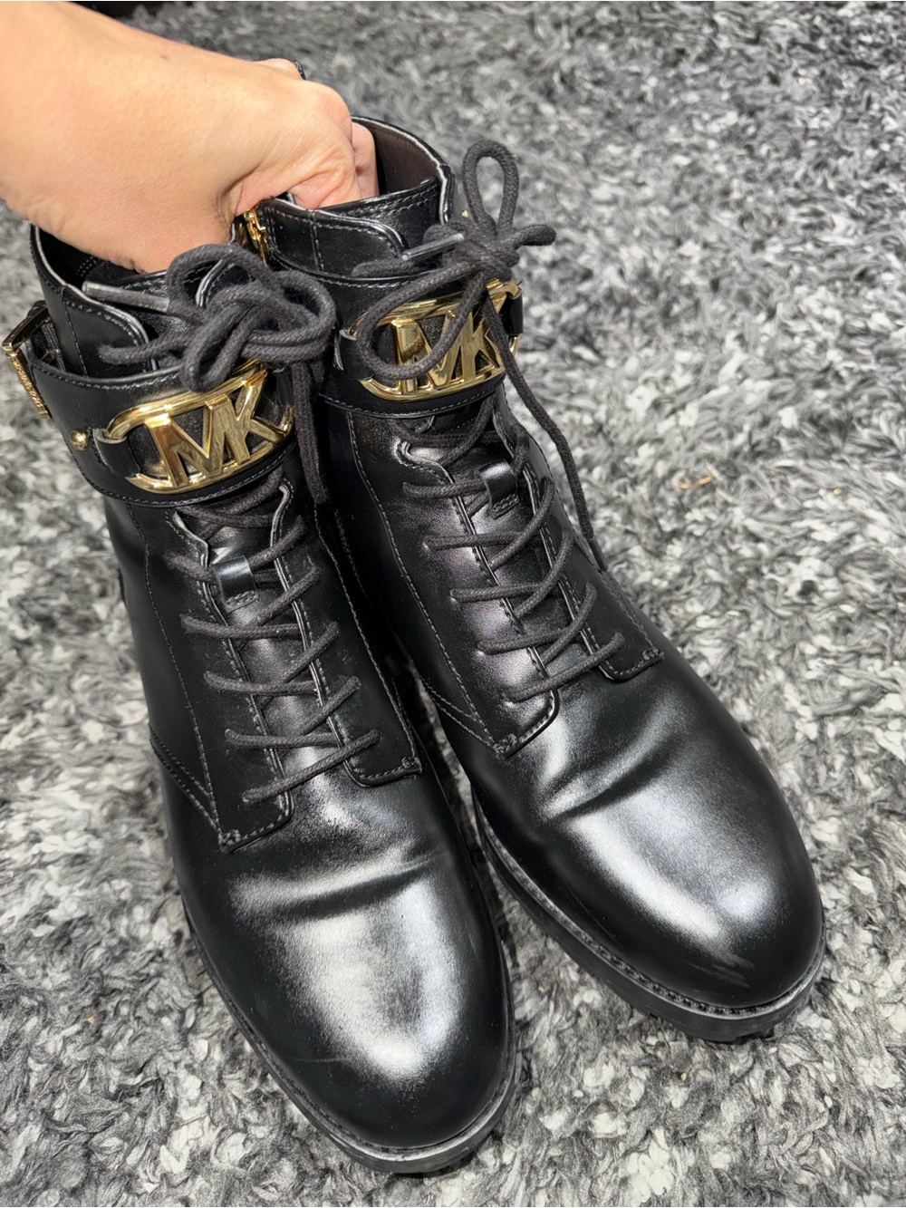 Michael Kors Kincaid Leather Combat Boot Lace Up Bootie - SIZE: 10 US W.
